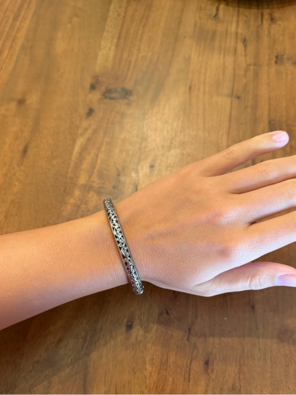 Sterling Silver Filigree Bangle Bracelet - Brighton